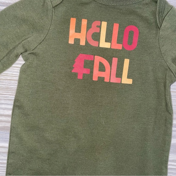 Cat & Jack Boys One-Piece Outfit 0–3M Hello Fall Green - Picture 2 of 3